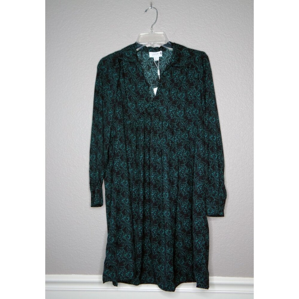 Seraphine Maternity Alfie Long Sleeve Dress in Green & Black Floral Print Size 4